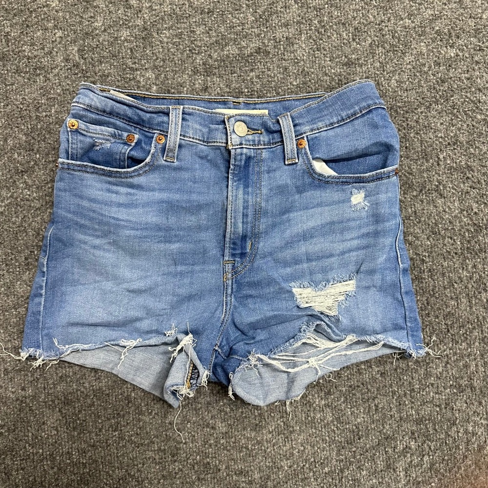 Levi's Shorts Womens Size 27 Blue High Rise Distressed Cutoff Denim Raw Hem